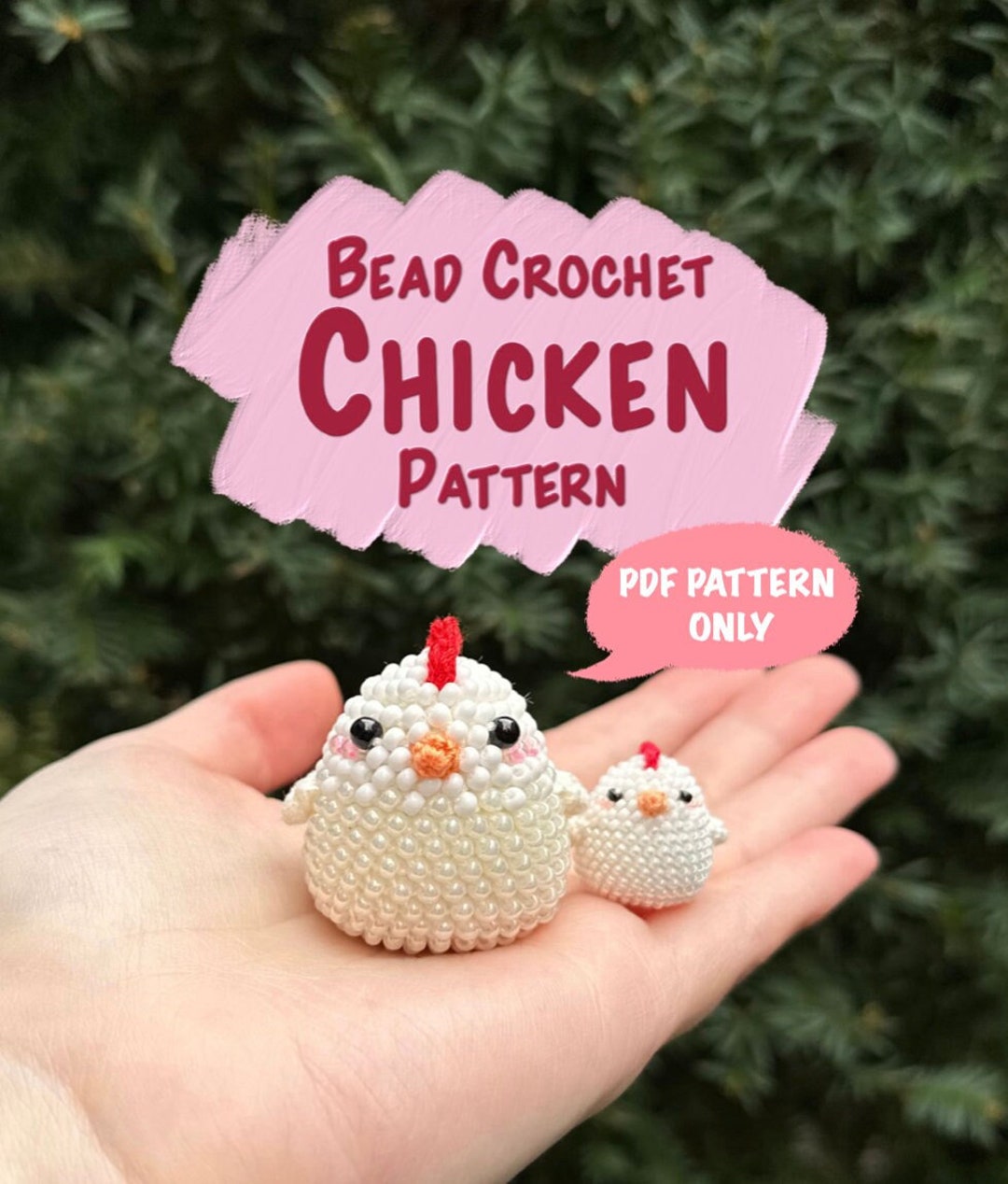 Bead Crochet Chicken Pattern PDF: Instant Download, DIY Stuffed