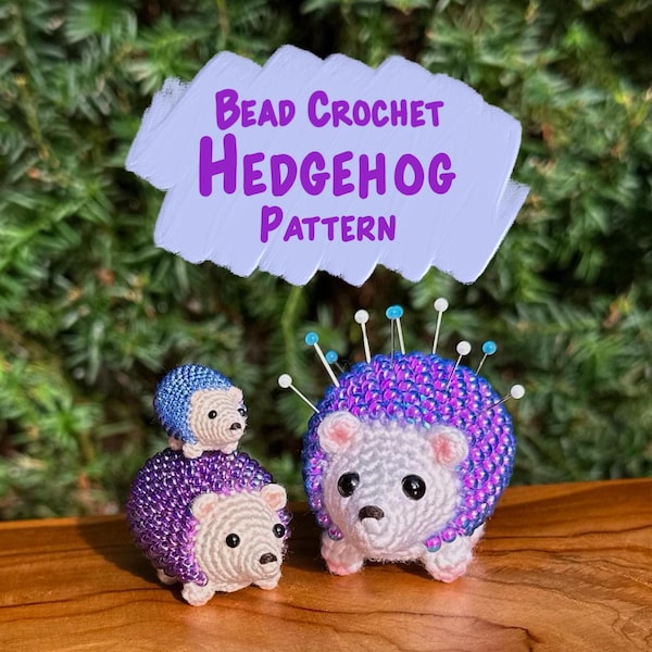 Bead Crochet Hedgehog Pincushion Pattern PDF: Instant Download, DIY Stuffed Animal Amigurumi