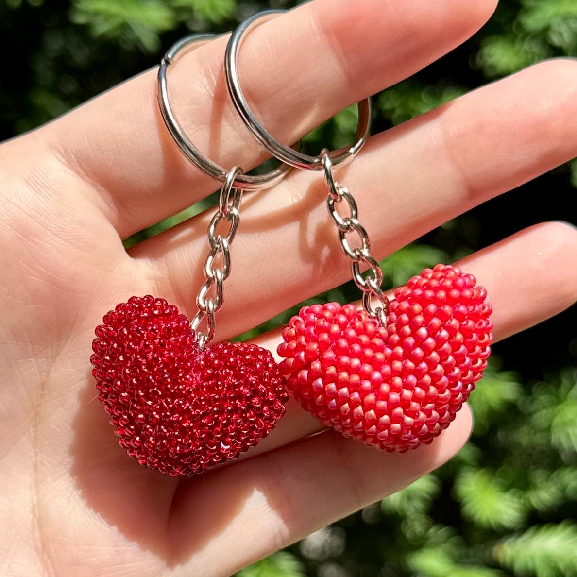 Bead Crochet SMALL Heart Keychain With Different Color Options - Etsy