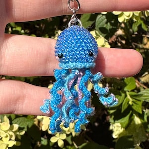 Bead Crochet Mini Jellyfish Keychain with Different Color Options