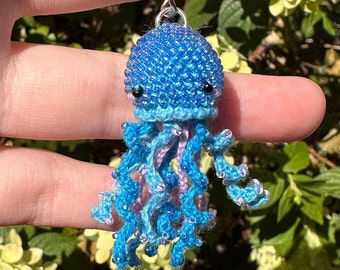 Bead Crochet Mini Jellyfish Keychain with Different Color Options