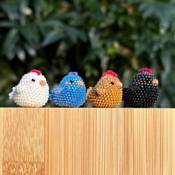 Bead Crochet Mini Chicken Keychain with Different Color Options
