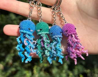 How to make Jellyfish keychain.DIY souvenir. beaded keychain tutorial. 