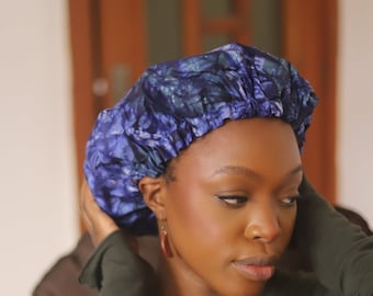 Gorro reversible para dormir con forro de satén y estampado africano Adire