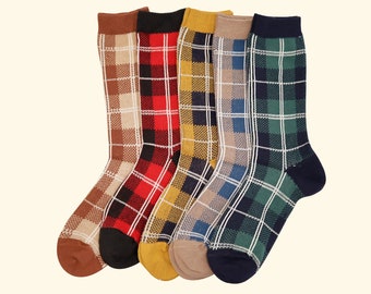 Tartan Plaid Pattern Socks Mens Womens Casual Socks Custom Creative Crew Socks Tartan Plaid Pattern Socks Mens Womens Casual Socks Custom Creative Crew Socks