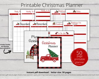 Christmas Planner, Holiday Planner, Christmas To Do List, Christmas Gift List, Christmas Budget, Printable Planner, Christmas Organizer