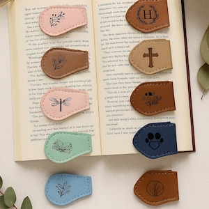 Personalized Magnetic Bookmark – Custom Leather Bookmarks for Book Lovers, Teacher Gifts, Bridesmaid Gifts, Stocking Stuffers