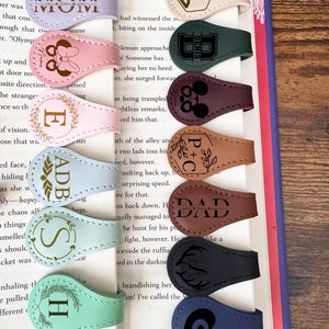 Personalized Leather Bookmark, Custom Leather Magnet Bookmarks, Leather Magnetic Bookmark, Handmade, Reader gift, gift for dad, gift for mom