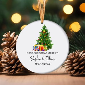 2024 Personalized First Christmas Married Ornament | Our First Christmas Married as Mr and Mrs Sprig Ornament | Mr Mrs Christmas Keepsake
