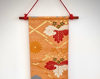 Japanese Wall Hanging Kimono Obi Tapestry Wall Decor Kikukirimon Pattern Vintage Japanese Obi One Of A Kind Interior Decoration Japanese