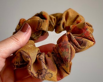 Skinny Scrunchie Japanese Silk Vintage Kimono Hair Accessory Chouchou Gift For Her Upcycled Kimono Sustainable Fashion Gift For Mom