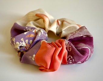 Kimono Scrunchie Japanese Vintage Silk Kimono Hair Accessory Chouchou Silk Large Scrunchie Upcycled Kimono Little Gift For Her Gift For Mom