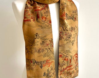 Vintage Japanese Kimono Scarf Silk Long Scarf Wabi Sabi Unisex Gift For Him Gift For Her Mother’s Day Gift Father’s Day One Of A Kind Scarf