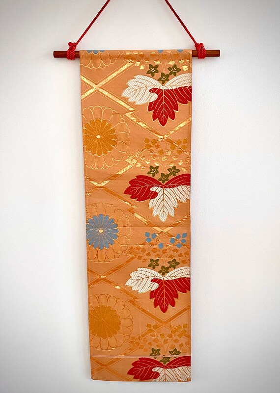 Japanese Wall Hanging Kimono Obi Tapestry Wall Decor Kikukirimon