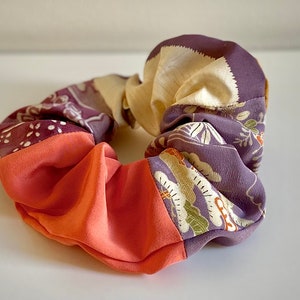 Kimono Scrunchie Japanese Vintage Silk Kimono Hair Accessory Chouchou Silk Large Scrunchie Upcycled Kimono Little Gift For Her Gift For Mom image 5