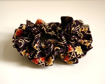 Kimono Frilled Scrunchie Vintage tejido de kimono japonés Lana Scrunchie Chouchou Accesorio para el cabello Regalo para su regalo temático japonés para mamá