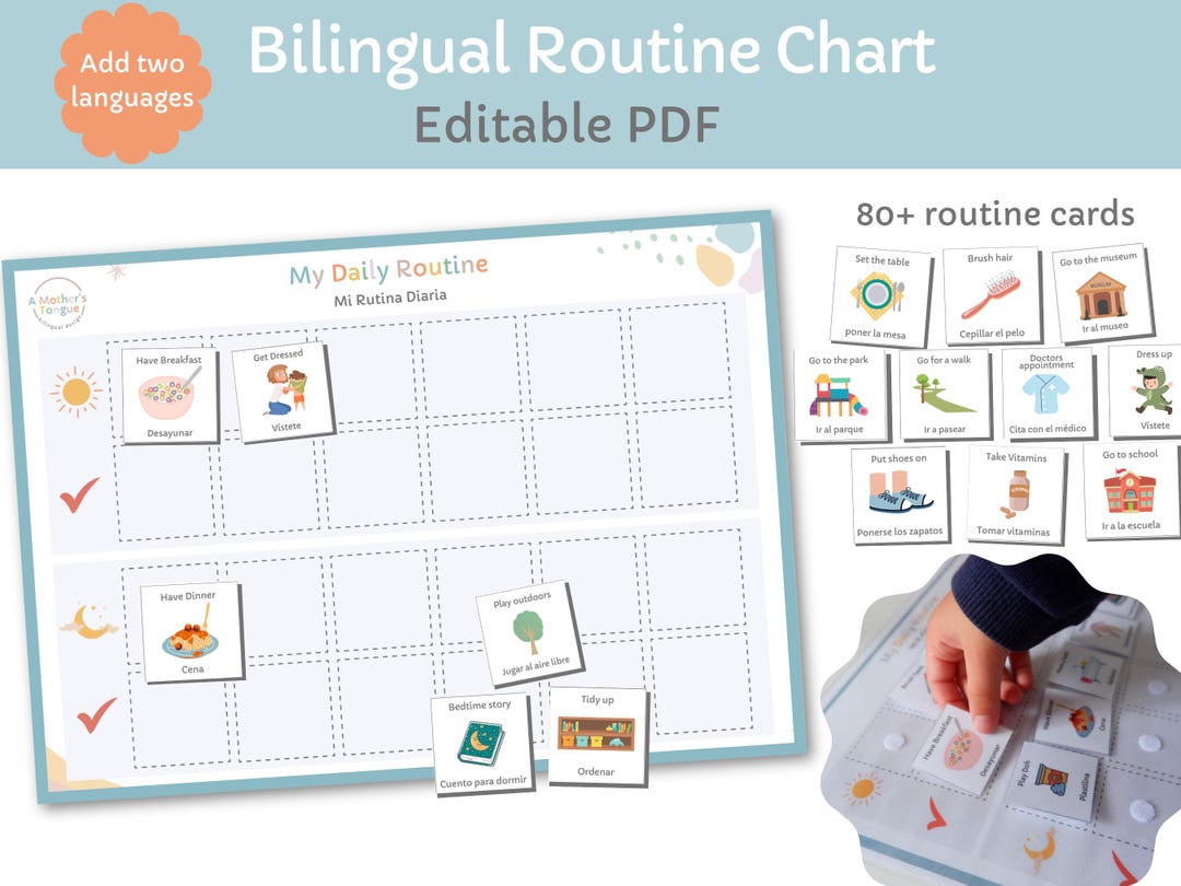 Editable Bilingual Routine Chart: Montessori Visual Schedule (digital ...