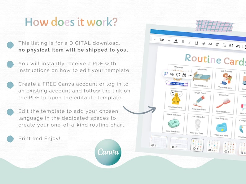 Editable Bilingual Routine Chart: Montessori Visual Schedule (digital ...
