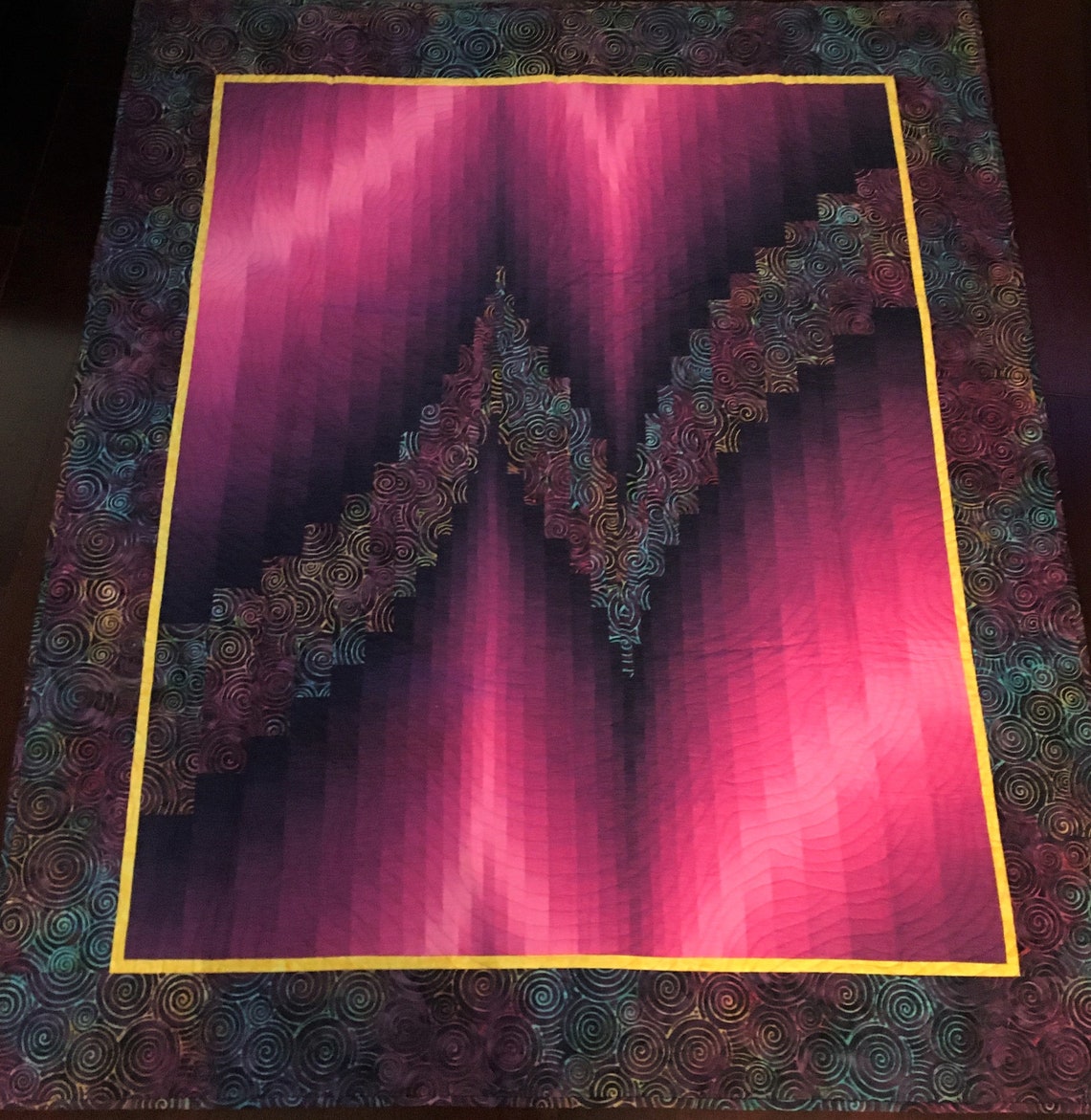 Two Fabric Bargello Quilt Etsy