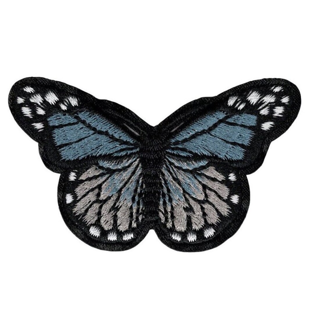 Light Blue Monarch Butterfly Insect Embroidered Iron on Sew on Applique