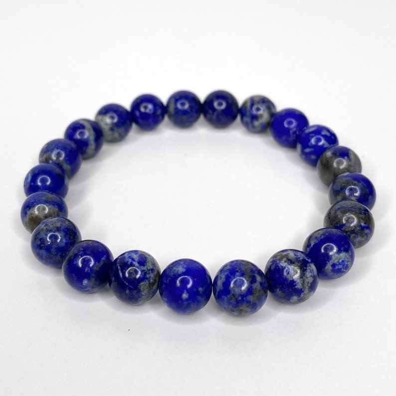 Handmade Blue Lapis Beads with Owl Charm Stretch Bracelet