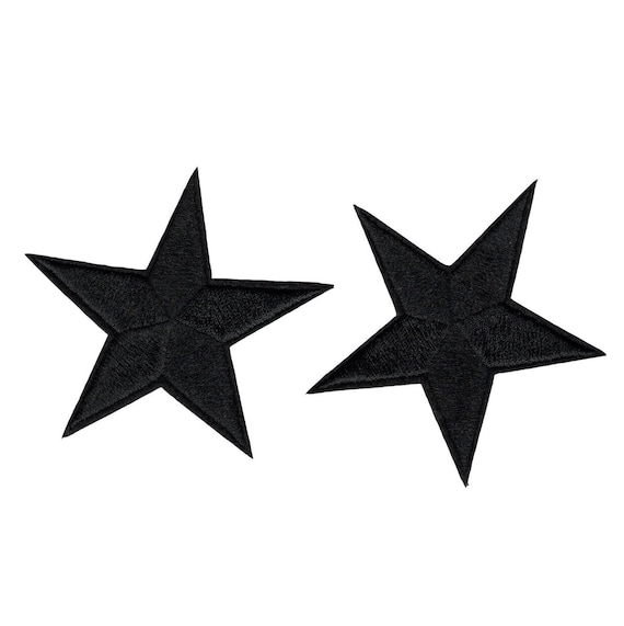 Star Embroidered Applique Black Iron On Patch