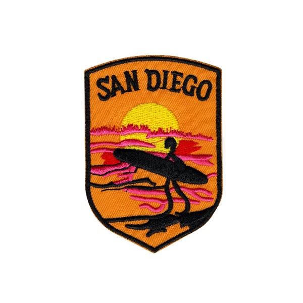 San Diego California surf surfing sunset embroidered iron on sew on applique patch