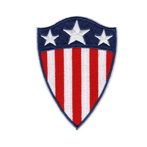 The flag of the USA, Embroidered Patch on a Shield, Size: 2 x 2.2 inches
