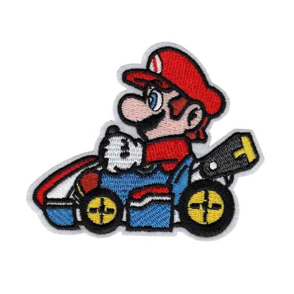 Mario kart video game embroidered iron on sew on applique patch