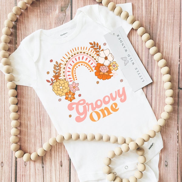 Groovy One Girls First Birthday Onesie® or T-shirt, Hippie Party Outfit, 60s Themed Tee Shirt, Bodysuit, Girls Custom 1st Bday Tshirt