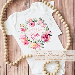 Rose Baby Onesie® or Shirt, Pink Pretty One Shower Gift, Boho Wildflower First Birthday Tee, Girls Coming Home Outfit Bodysuit