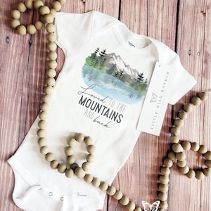 Loved to the Mountains Baby Onesie® Mountain Baby Bodysuit, Adventure Baby Shower Gift, Hiking Climber First Birthday Shirt Take Home Outfit