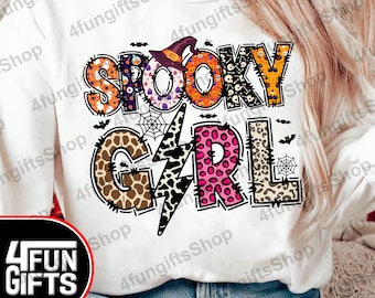 Spooky Girl Halloween PNG: Sublimation Design Download