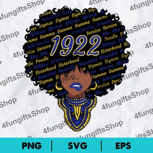 SGRho 1922 Sorority Afro Hair Words Includes EPS, SVG & PNG. Digital Download.