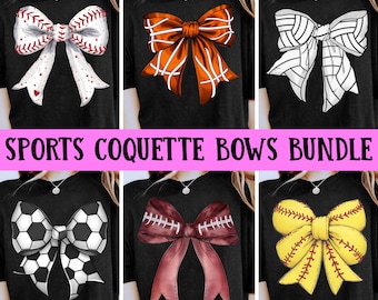 Sports Coquette Bow PNG Bundle: Football, Baseball, Volleyball (Digital Download)