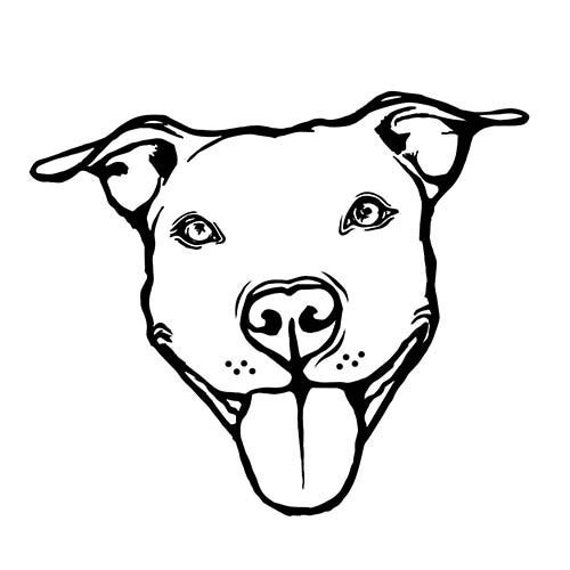 Pit Bull Cute Smiling Dog Outline SVG - Etsy