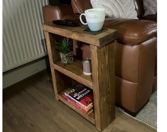 Rustic end table with two shelves | Coffee Table | Slim | Narrow | side table