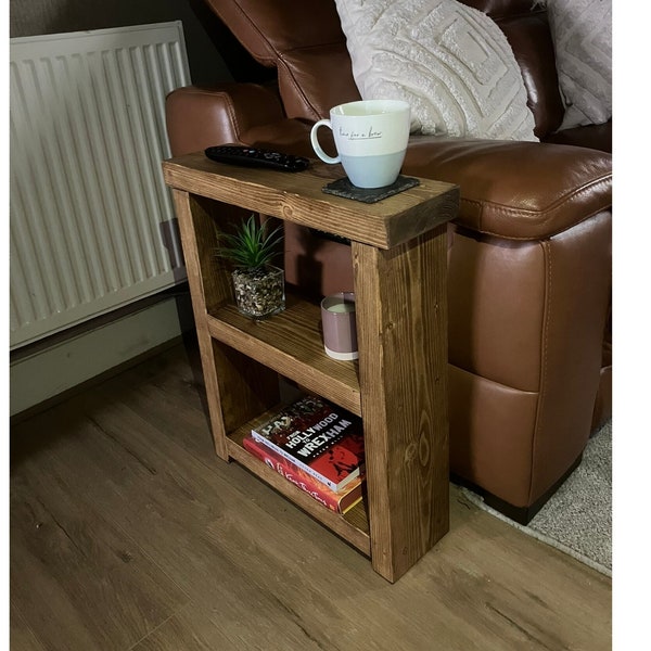 Rustic end table with two shelves | Coffee Table | Slim | Narrow | side table