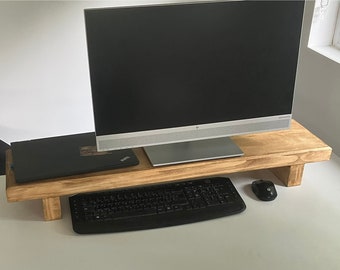 Rustic Monitor Stand | Desk Organiser | Monitor Riser | Desk Shelf | Laptop Stand | Desk Storage | Computer Stand | Home Office | 22cm depth
