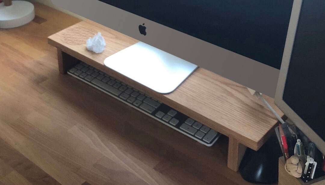 Oak Monitor Stand Desk Organiser Monitor Riser Desk Etsy UK