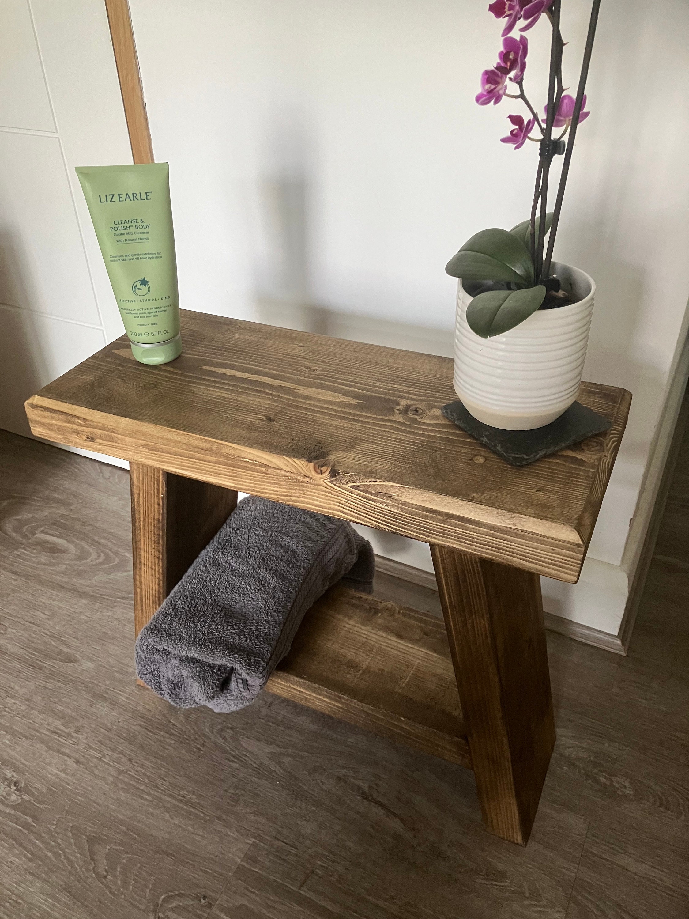 Rustic Wooden Milking Stool | Side Table | Bathroom Stool - Etsy UK