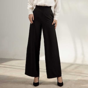 Palazzo Pants Women, High Waist Pants, Black Dress Pants 