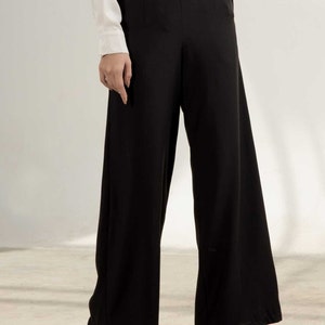 Women high waist silk trousers, high waist wide leg silk pant with pocket, high rise long silk trousers, Soft silk office wide leg pant image 3