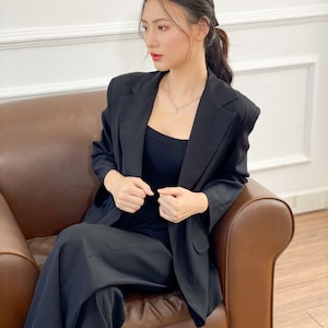 Black oversized blazer, office boyfriend blazer, oversized suit jacket, office loose jacket, women black blazer, oversized blazer