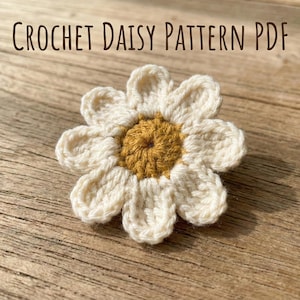 Crochet Daisy Gift Tag Pattern, Mini Flower Applique (PDF Pattern)