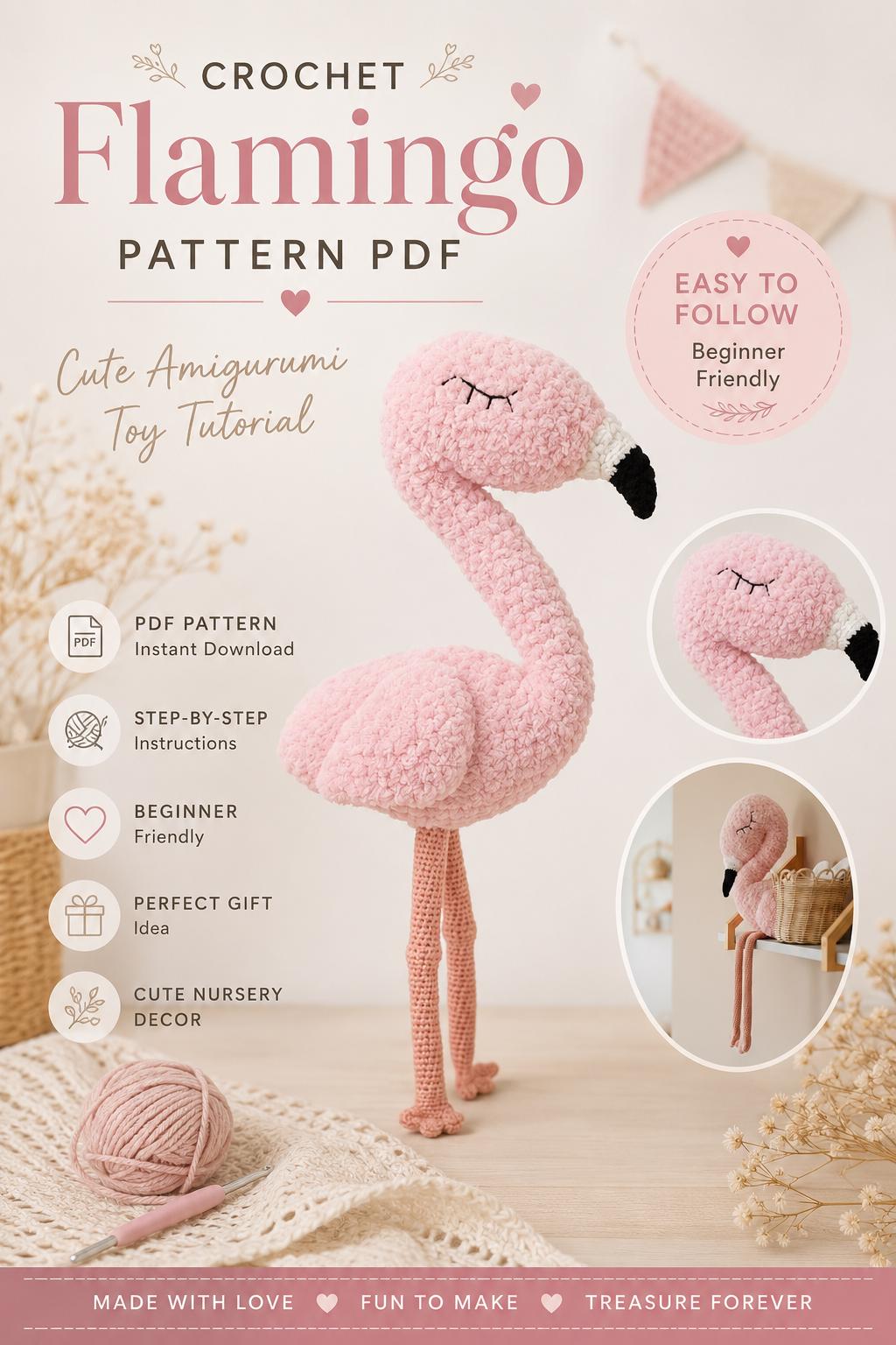 38 Flamingo Crochet Patterns to Add Tropical Charm to Your Handmade Collection 36 Crochet Fluffy Flamingo