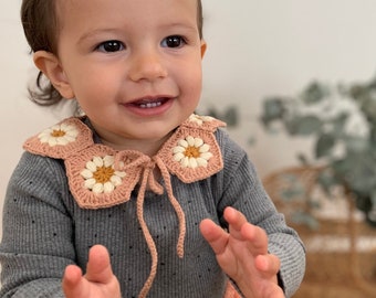 Crochet Baby Collar Pattern, Granny Pentagon Daisy Pattern, Crochet Bib Pattern, Baby Crochet Pattern, Granny Square Daisy Pattern