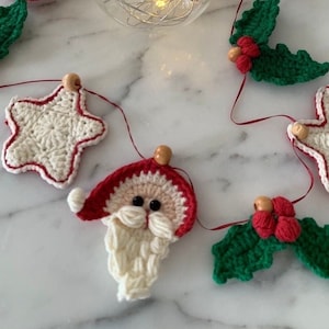 Christmas Crochet Garland Pattern, Crochet Christmas Ornament, Christmas Garland Pattern, Santa Ornament Pattern, Christmas Crochet Patterns