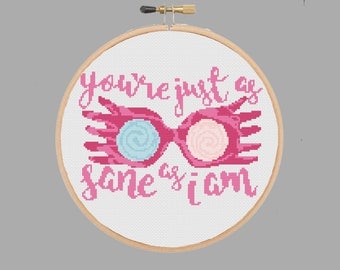 Luna Lovegood Glasses Cross Stitch Pattern Téléchargement numérique