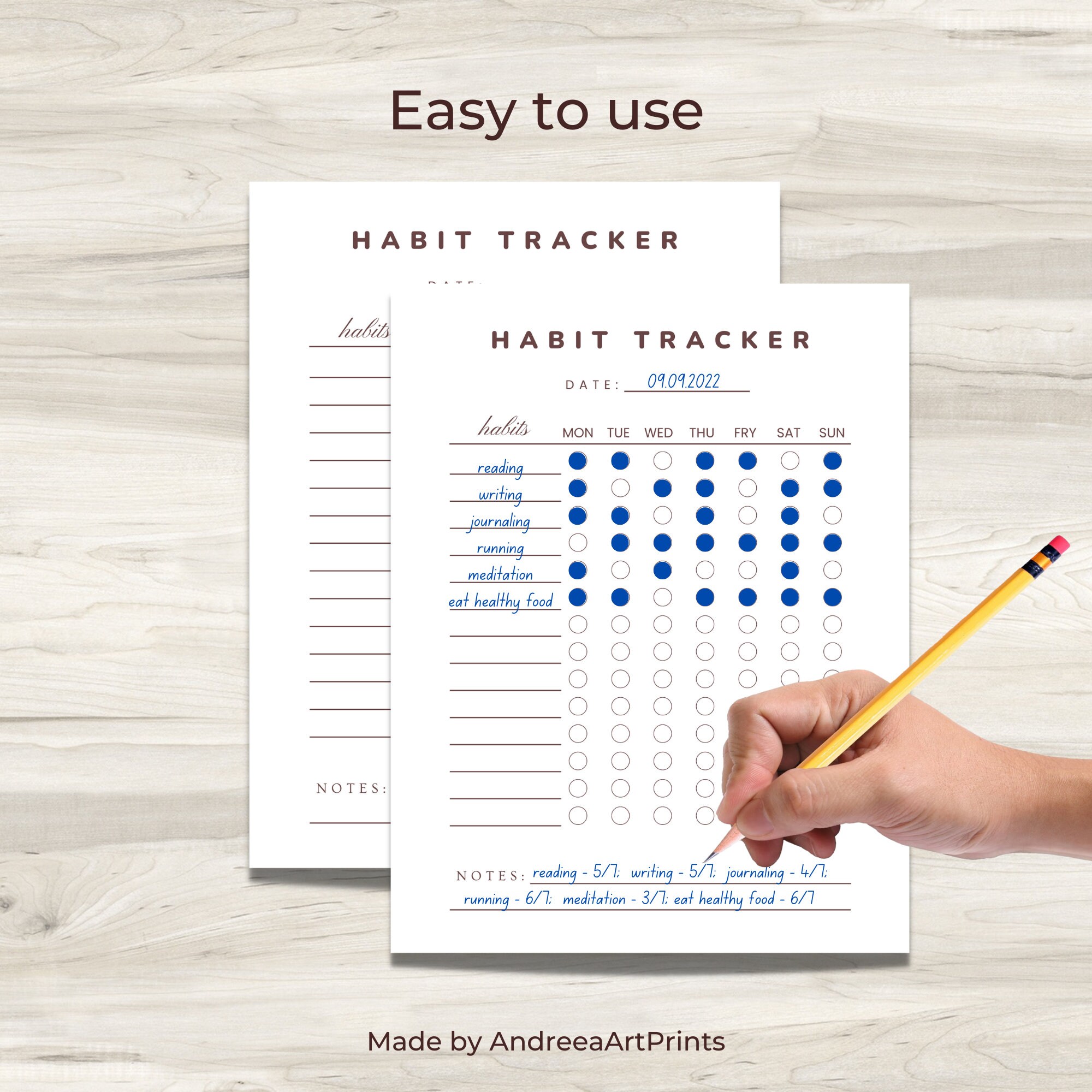 Weekly Habit Tracker Printable Portrait, Habit Tracker Template ...